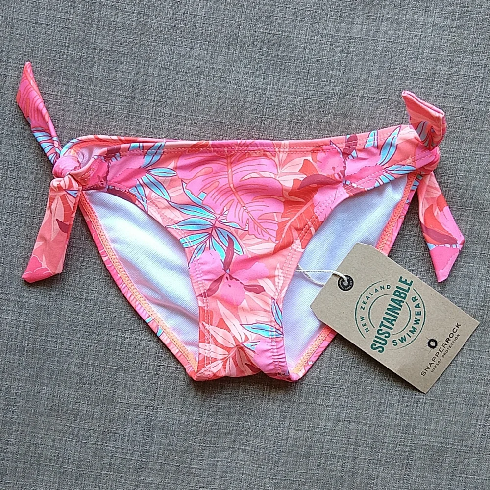 Snapper Rock Sustainable Swim Bottoms Pink Bright Tropical Hawaii UPF 50+ Lined